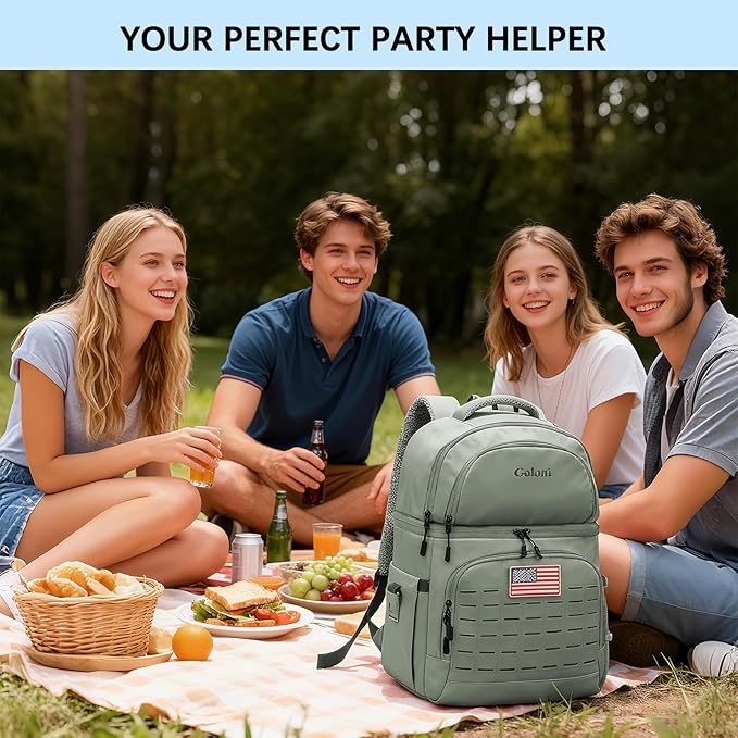 Goloni 40L Insulated Cooler Backpack, Leakproof Lightweight Soft-Sided Cooler with Cooler Compartment
