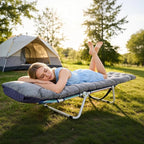 Slsy Folding Camping Cot for Adults with Pad, Padded Portable Sleeping Cots, Camp Bed with Carry Bag for Outdoor Travel, Beach, Hiking