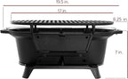Megachef Oval Cast Iron Portable Hibachi Grill for Outdoor Use and Camping in Black