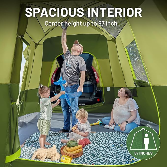TIMBER RIDGE 5-9 Person SUV Tent with Screen Porch and Awning for Family Camping, Weather Resistant and Portable Van or Car Tent, Includes Rainfly and Storage Bag, 13' W X 10' L X 7.1' H
