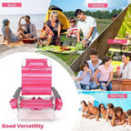 Goplus Beach Chair, Folding Backpack Beach Chairs for Adults with 5 Positions, Head Pillow, Cooler Bag, Towel Bar, Cup Holders, Sunbath Sling Tanning Lounge, Foldable Layout Camping Chairs