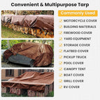Tarp 12x16FT, 16 Mil Heavy Duty Large Tarps, Waterproof Tarp with Brass Grommets and Reinforced Edges, UV Resistant, Tear&Fade Resistant Poly Tarp for Outdoor Camping Pool Car Tent