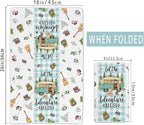 Camping Gifts for Women, Happy Camper Kitchen Towels, Funny Sayings Dish Towels Set of 2 for Camping Lovers, Farmhouse Camping Tent RV Hand Tea Towels for Housewarming Birthday Christmas, 18x26 Inches