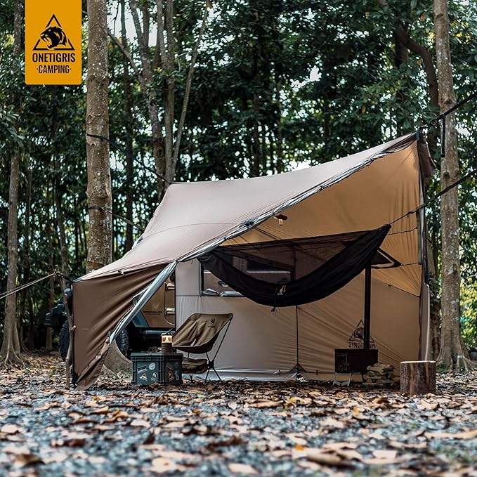 OneTigris COZSHACK Hot Tent, Large Spacious 4 Person Tent with Stove Jack, Windproof Waterproof Tent for Wood Stove Bushcraft Camping Travel Truck Family