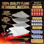 JJ CARE Fire Blanket – 10 Packs with Hooks and Gloves – 40” x 40” Fire Blankets Emergency for Home and Kitchen, High Heat Resistant and Flame Protection for Kitchen, Car, Office, Camping & Home Safety