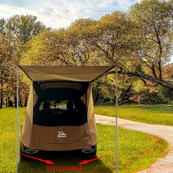 Hasika SUV Tailgate Tent, Universal Car Camping Awning, 3000mm Waterproof & UPF 50+ - Portable Hatchback Privacy Shelter for SUVs - Easy 2-Min Setup Road Trip Essentials Yellow