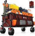 48" L Collapsible Wagon Cart Foldable, 560lbs Weight Capacity 300L Heavy Duty Folding Beach Wagons with Big All-Terrain Wheels, Utility Carts for Groceries, Shopping, Camping, Sports-red