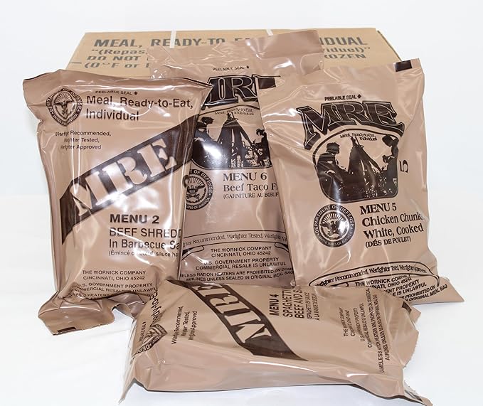 Wornick Ameriqual, Sopakco MRE Meals Ready to Eat, Inspection 2025, 2026 or Better, Emergency Food Supply, Survival Camping Outdoor 12 Pack(Random Case (A or B), 1, Count)