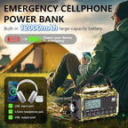 Emergency Weather Radio,12000mAh/44400mWh Solar Hand Crank AUTO NOAA Alert/AM/FM/SW Shortwave Radio with Type-C Charger, Battery Operated Radio,Reading Lamp, SOS & Flashlight for Emergencies