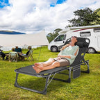 Slsy Sleeping Cots for Adults, 5-Position Folding Chaise Lounge Chairs Outdoor, Portable Folding Bed Cot Lounge Chair for Beach Lawn Camping Pool Sun Tanning
