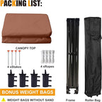 HLong 10x10 Heavy Duty Pop-Up Canopy Tent Commercial Grade, Brown