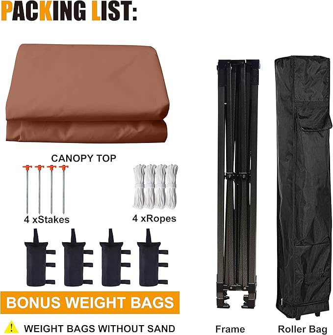HLong 10x10 Heavy Duty Pop-Up Canopy Tent Commercial Grade, Brown