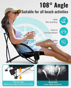 KingCamp Low Beach Chairs, Folding Portable Chair for Adults Lightweight Extra Wide Seat 300lbs Heavy Duty Oversized Backpack, Carry Bag for Camping