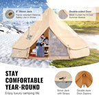 VEVOR Canvas Tent Bell, Yurt 4 Seasons for Camping with Stove Jack, Breathable Holds up to 4 People, Family Camping Outdoor Hunting Party