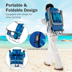 Giantex Folding Beach Chair, Patio Sling Chairs with 5 Adjustable Position, Head Pillow, Storage Bag, Towel Bar, Cup Holders, Backpack Chairs for Sunbathing, Camping Chair