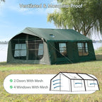 Inflatable Camping Tent with Hand Pump Waterproof Outdoor Blow up Tent 2-8 Person Oxford 4 Season Glamping Air Tent Cabin House with Mesh Windows & Door