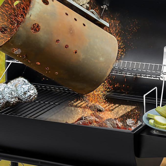 Royal Gourmet CC1830 30 Inch Barrel Charcoal Grill with Warming Rack, Outdoor BBQ Grill with 627 Sq. In. Grilling Space for Backyard, Patio and Parties, Black