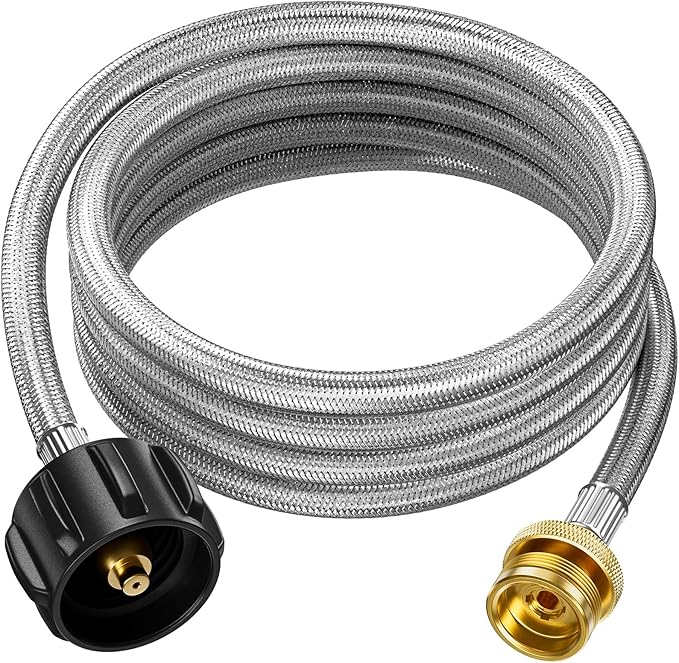 Propane Hose Adapter, 12 FT Braided Hose for Coleman Stoves, Charbroil Portable Grill, Blackstone 17" 22" Tabletop Griddles, Weber Q Grills, Buddy Heater - Converts 1 lb to 20 lb Tanks