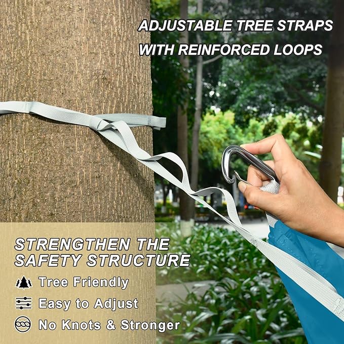 Cerulean Camping Gear with 2 Tree Straps Camping Hammock for Yard 114" x 54"