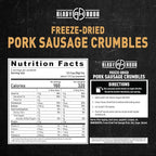 Ready Hour Freeze-Dried Pork Sausage Crumbles Case Pack, 6 Pouches, 12 Servings, USDA Inspected Pork, Shelf Stable Real Meat for Emergency Protein, Survival Food Bulk Meat Pack