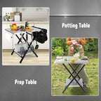Outdoor Grill Table, Foldable Pizza Oven Stand & Griddle Stand with Garage Rack & Tissue Holder, Folding Outdoor Prep Table for Gathering and Party, 30" x 24", Stainless Steel