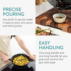 Navaris Cast Iron Skillet - 12"(30cm) Pre-Seasoned Frying Pan with Helper Handle & Silicone Holders, Pour Spouts, for Oven, Stovetop, Grill & Campfire, Heavy-Duty, Even-Heating