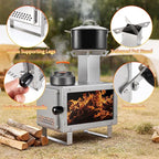 Camping Stove for Hot Tents, LAMA 304 Stainless Steel Wood Burning Stove with Stainless Wall Chimney Pipes for Tents, Shelter, Outdoor Portable Stove for Camping Heating and Cooking