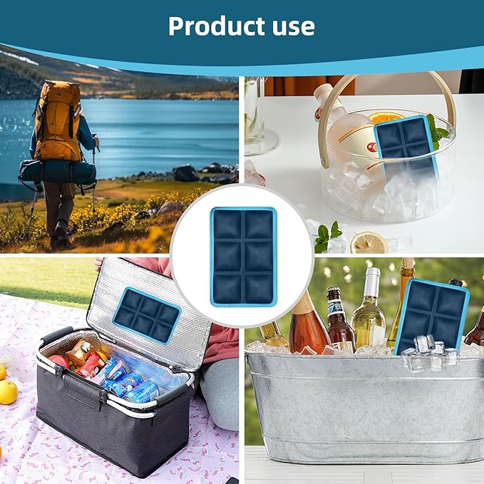 4PCS Reusable Ice Packs for Lunch Boxes and Cooler Bags, Long Lasting Flexible Cold Packs, Lightweight Slim Freezer Ice Bag for Picnic School Sports Camping Food Shipping, Mailing Cooling Pack, Navy