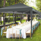 COBIZI 10x30 Pop Up Canopy Tent with 8 Sidewalls Party Tents Waterproof UPF 50+ Commercial Instant Outdoor Events Tent for Parties Markets Backyard, Ropes, Sandbags（10 x 30 ft Gray