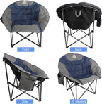 Northroad Folding Compact Camping Moon Chair, Outdoor Padded Saucer Round Chair w/Cup Holder Supports up to 300 lbs for Beach Hiking Fishing Picnic Lawn,Blue