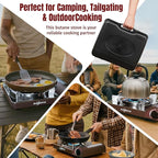SHINESTAR 14000 BTU Butane Camping Stove, Double Wind-Guard Portable Butane Stove for Camping, Hiking, Emergencies, Tailgating Essentials, Carrying Case Included, Brown