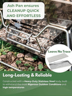 CAMPINGMOON Large Portable Campfire Fire Pit BBQ Grill Stainless Steel Foldable Collapsible Wood Burning Charcoal Grill for Heavy Duty Outdoor Cooking RV Camping, 20x13-inch, Carry Bag included MT-3