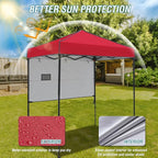EAGLE PEAK 6x4 Instant Pop Up Canopy Tent with 1 Half Wall Panel, Straight Leg Sun Shelter, Portable Canopy with Carry Bag for Camping, Beach & Sports, Red