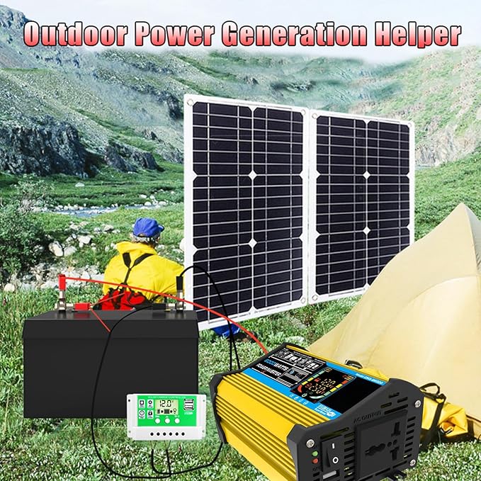100W Monocrystalline Solar Panel Kit with Lightweight Inverter for RV, Camping, and Boat(Unique Colour,50W)