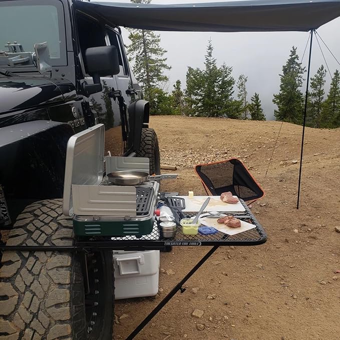 Tire Table Medium Steel Camping Table for Camp, Travel, Tailgating and Outdoor Work | Easily Holds 50 Pounds | Powder Coated Finish | No Tool or Hitch Required for Installation | 29 x 23 x 1.5