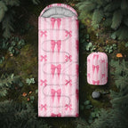 Colorful Bow Sleeping Bag, 3 Season Warm Cool Weather, Hand Drawn Bow Camping Sleeping Bag for Adult, Cute Bowknot Camping Backpacking for Outdoor Traveling Hiking Hunting Gear Equipment
