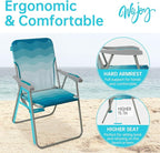 #WEJOY Folding Beach Chair for Adults, Lightweight Beach Chair with Shoulder Straps, High Back Camping Chairs with Hard Armrest, Supports 300lbs for Outdoor Lawn Concert
