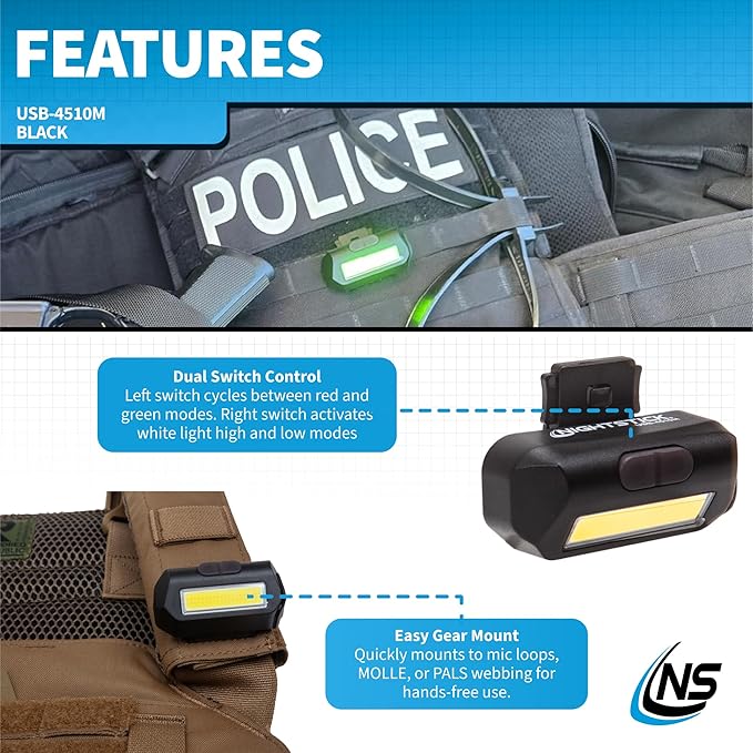 Nightstick USB-4510M Multi-Flood Gear Light w/MOLLE Clip - LiPo - Black