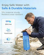Waterdrop Gravity Water Bag for Camping, Travel, Backpacking, Hiking and Emergency, Compatible with Water Filter Straw, Flex Foldable, 1.5 Gal Bag