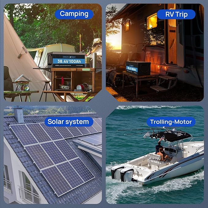 36V 100Ah LiFePO4 Battery, 36V Lithium Battery Build-in 100A BMS with Low Temp Protection, Deep Cycles Battery for RV, Camper, Solar Energy Storage, Boats, Trolling Motor, Off Grid
