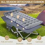 DoCred Oversized XXL Folding Camping Cot with Mattress, 2 Pack Heavy Duty Sleeping Cot Bed Portable Adults Outdoor Bed with Carry Bag, Travel Camp Cots
