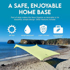 Neso Gigante Portable Beach Tent Sun Shelter - Lightweight Beach Shade Canopy - Easy Setup for Family Outings - Patented Reinforced Corners - UPF 50+ Sun Protection - 8ft Tall, 11 x 11ft - Lemon