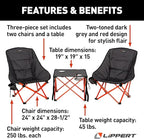 Lippert Baja Overlanding 3-Piece Chair & Table Set, 600-Denier Polyester Folding Chairs, Dual Cupholders, Innovative Scoop for Ultimate Comfort, Fold-up Convenience - 2023053719