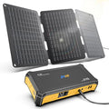 JIYHF Portable Power Station 99.9Wh with Foldable Solar Panel 30W, Laptop Charger & Backup Power with 65W USB-C PD, 100W AC Outlet, 12V DC Output, LED Light for Camping, Home Backup, Emergency, RV