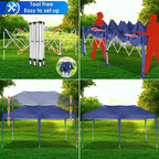 COBIZI 10x20 Pop Up Canopy Tent Party Tents for Parties Weddings Backyard Waterproof Outdoor Commercial Instant Canopy Event Tent with Stakes, Ropes,Sandbags, Deep Blue