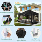 COBIZI 10x15 Canopy Tent, Heavy Duty Pop up Canopy with Sidewalls, Waterproof Easy Setup Canopy with Mosquito Netting, Outdoor Instant Screen Tents for Parties, Wedding, Backyard with Carry Bag, Black