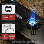 Alocs Camping Gas Stove, IGT Camp Table with Outdoor Stove, Folding Picnic Table with Portable Solo Stove, Carrying Bag, for Beach, Grilling, Hiking, Fishing, Tailgating, Backyard