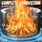 Tabletop Fire Pit by AmazStove, Low Smoke Camping Stove for Outdoor Safe Burning Firepits, Mini Fire Pit, Fueled Pellets or Wood, Travel Bag Included (19.5 x 14.4 INCH-Silver)
