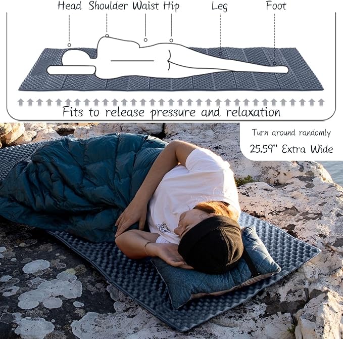Naturehike Ultralight Foam Sleeping Pad - R1.8/R2.6/R3.0 Closed Cell Mattress, Thick Portable Folding Mat for Backpacking, Waterproof & Compact for Camping, Hiking, Travel and Car Camping