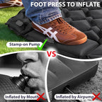 Sleeping Pad, 40D Nylon Camping Mat with Pillow, Built-in Foot Pump Inflatable Sleeping Mat Compact, Portable Waterproof Air Mattress for Outdoor Camping Hiking Backpacking, Single (Gray)